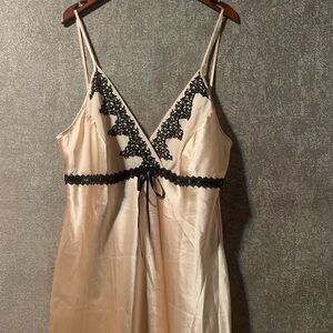 Vintage Lace Trim Satin Slip Dress